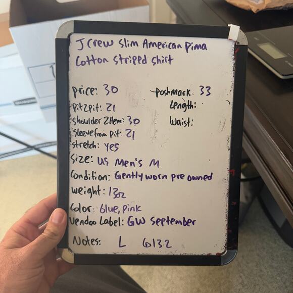 J Crew Slim American Pima Cotton Striped Shirt US Men's M - Picture 6 of 6